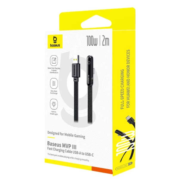 Baseus MVP 3 Fast Charging Cable USB-A to USB-C 100W 2m Cosmic Black Baseuscolombo