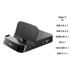 Baseus Mate Docking Type-C mobile phone intelligent HUB docking station (standard version)Black Baseuscolombo