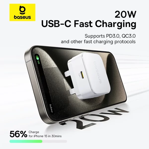 Baseus Palm Fast Charger 1C 20W UK Moon White Baseuscolombo