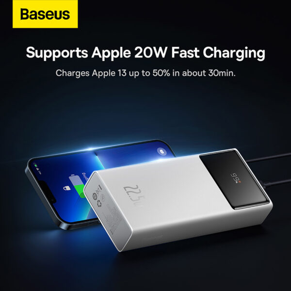 Baseus Star-Lord Digital Display Fast Charge Power Bank 20000mAh 22.5W White Baseuscolombo