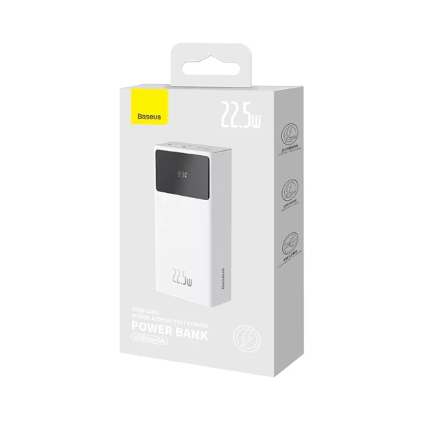 Baseus Star-Lord Digital Display Fast Charge Power Bank 30000mAh 22.5W White Baseuscolombo