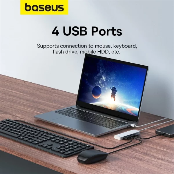 Baseus UltraJoy Series 4-Port HUB Lite 50cm Moon White Baseuscolombo