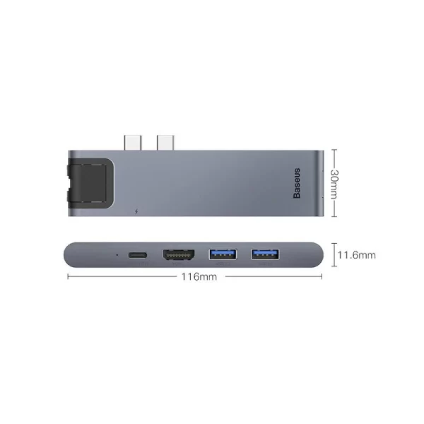 Baseus thunderbolt 7 port C+Pro Seven-in-one smart HUB docking station Grey - 6 MONTHS WARRANTY Baseuscolombo