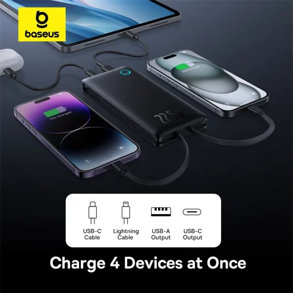 Baseus Airpow Lite 10000mAh 22.5W Power Bank Dual-Cable - Cosmic Black - P10067501123-00 Baseuscolombo