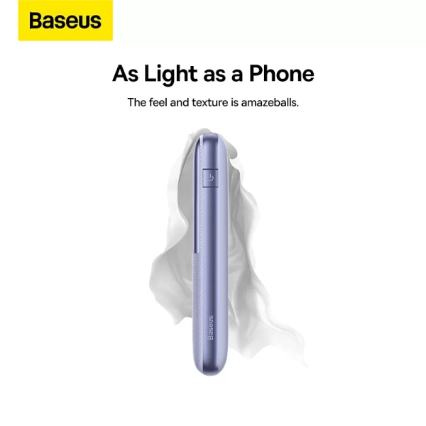 Baseus Bipow Pro Digital Display Fast Charge Power Bank 10000mAh 20W (With Simple Series Charging Cable USB to Type-C 3A 0.3m White) Overseas Edition – Purple – PPBD040205