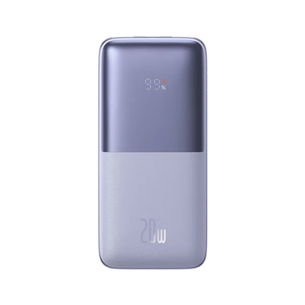 Baseus Bipow Pro Digital Display Fast Charge Power Bank 10000mAh 20W (With Simple Series Charging Cable USB to Type-C 3A 0.3m White) Overseas Edition – Purple – PPBD040205