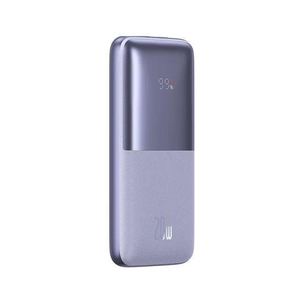 Baseus Bipow Pro Digital Display Fast Charge Power Bank 10000mAh 20W (With Simple Series Charging Cable USB to Type-C 3A 0.3m White) Overseas Edition – Purple – PPBD040205