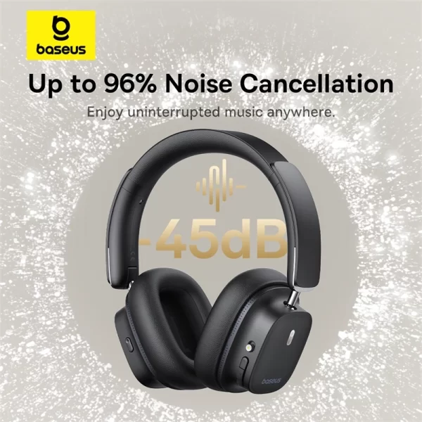 Baseus Bowie 30 Max Noise-Cancellation Wireless Headphones - Cluster Black - A00075500113-00 baseuscolombo