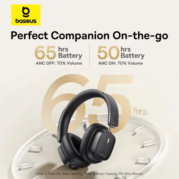 Baseus Bowie 30 Max Noise-Cancellation Wireless Headphones - Cluster Black - A00075500113-00 baseuscolombo