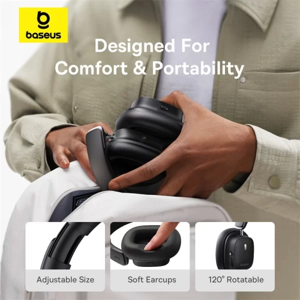 Baseus Bowie 30 Max Noise-Cancellation Wireless Headphones - Cluster Black - A00075500113-00 baseuscolombo