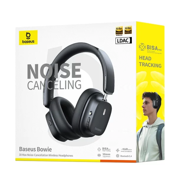 Baseus Bowie 30 Max Noise-Cancellation Wireless Headphones - Cluster Black - A00075500113-00 baseuscolombo