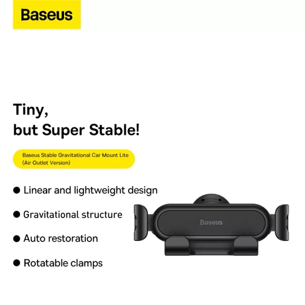 Baseus Gravity Air Vent Car Phone Holder (Air Outlet Version) - black - SUWX010001 Baseuscolombo
