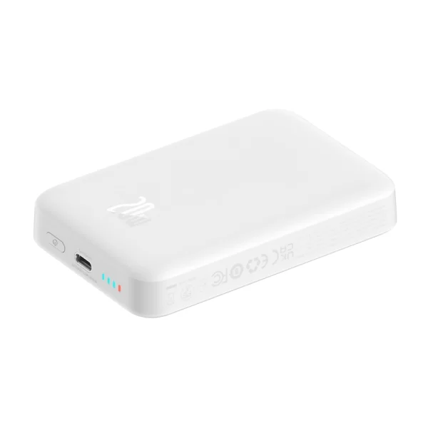 Baseus Magnetic Mini Air Wireless Fast Charge Power Bank 10000mAh 20W  (With Simple Charging Cable Type-C to Type-C (20V3A) 30cm White) - Stellar White - P10059001223-00 Baseuscolombo