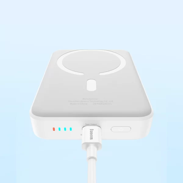 Baseus Magnetic Mini Air Wireless Fast Charge Power Bank 10000mAh 20W  (With Simple Charging Cable Type-C to Type-C (20V3A) 30cm White) - Stellar White - P10059001223-00 Baseuscolombo