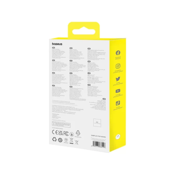Baseus Magnetic Mini Air Wireless Fast Charge Power Bank 10000mAh 20W  (With Simple Charging Cable Type-C to Type-C (20V3A) 30cm White) - Stellar White - P10059001223-00 Baseuscolombo