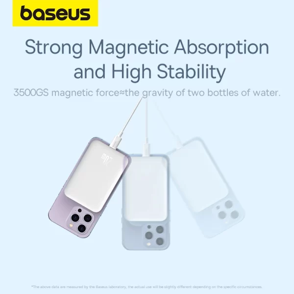 Baseus Magnetic Mini Air Wireless Fast Charge Power Bank 10000mAh 20W  (With Simple Charging Cable Type-C to Type-C (20V3A) 30cm White) - Stellar White - P10059001223-00 Baseuscolombo