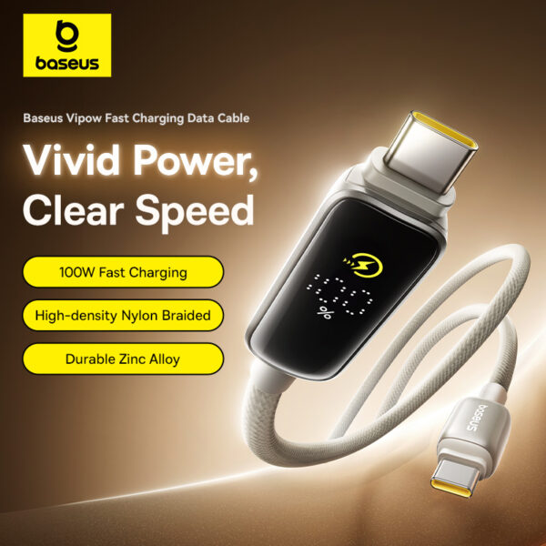 Baseus 1 Meter 100W USB-C to USB-C Vipow Fast Charging Cable - Image 16
