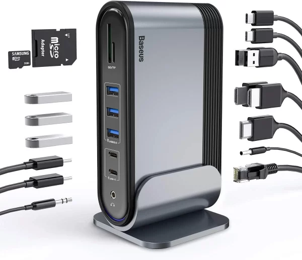 Baseus 17 Port Working Station Three-Screen Multifunctional Type-C HUB Adapter Baseuscolombo