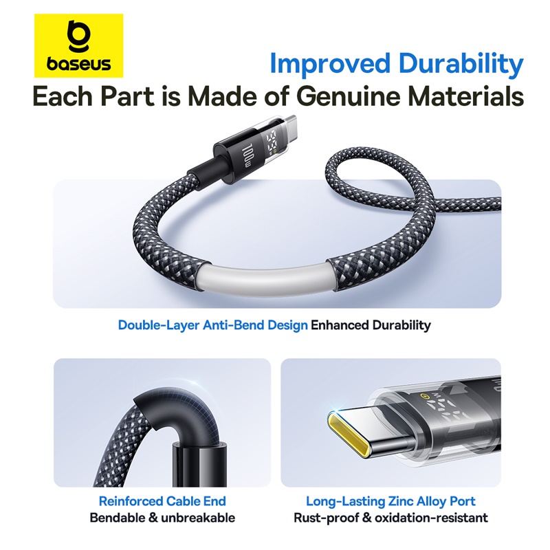 Baseus 1meter 100W Display 2 Series USB-A to USB-C Fast Charging Cable - Image 9