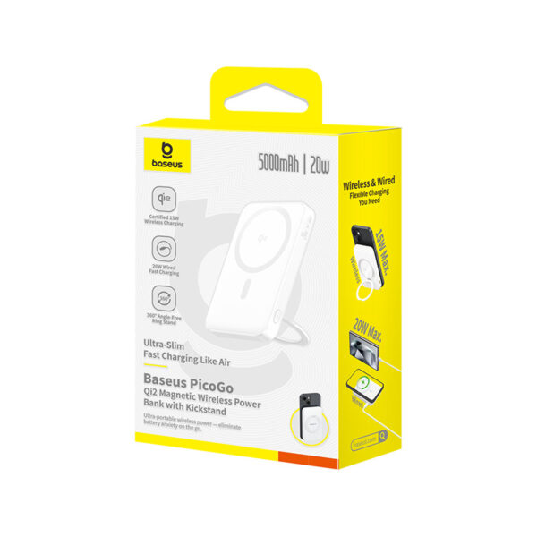 Baseus 5000mah 20W PicoGo Qi2 Magnetic Power Bank with Rotatable Stand - Image 11