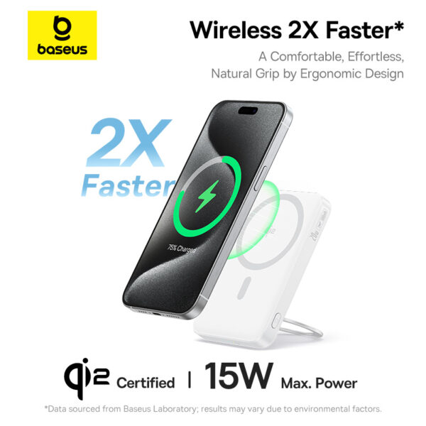 Baseus 5000mah 20W PicoGo Qi2 Magnetic Power Bank with Rotatable Stand - Image 6