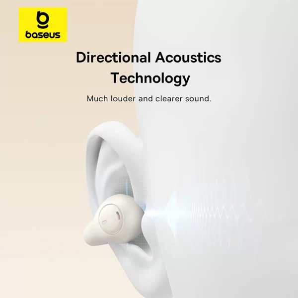 Baseus Bass 15 Clip Open-Ear True Wireless Earphones (With Simple charging cable Type-C 3A 0.3m White-Baseus new logo) 1 - Stellar White - A00079500223-00 Baseuscolombo