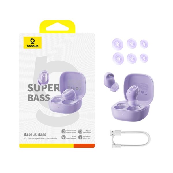 Baseus Bass BD1 TWS True Wireless Earbuds Nebula Purple - Image 4