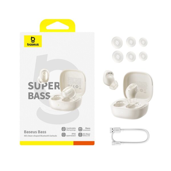 Baseus Bass BD1 TWS True Wireless Earbuds Starlight Off-White - Image 9