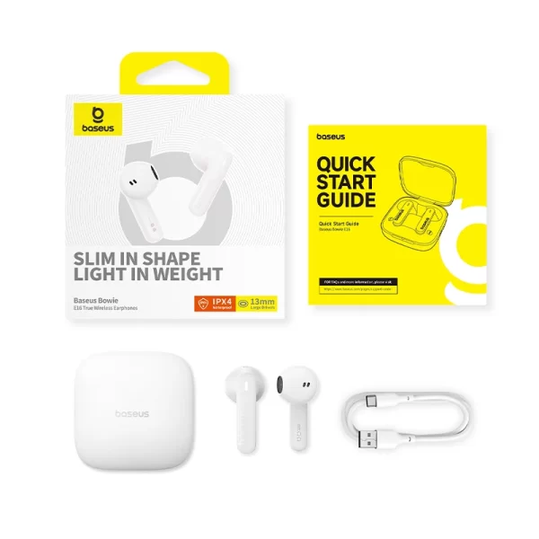 Baseus Bowie E16 True Wireless Earphones - Stellar White - A00061900223-00 Baseuscolombo