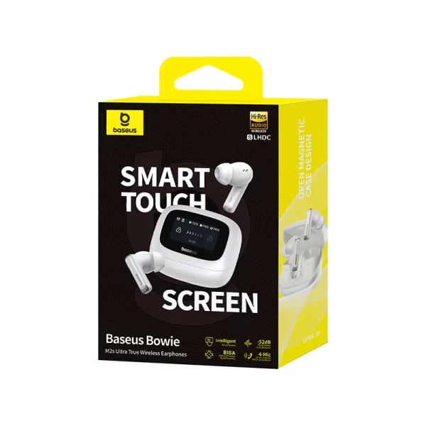 Baseus Bowie M2s Ultra True Wireless Earphones (With ANC & Touch Control Display) - Moon White - A00074101213-00 baseuscolombo