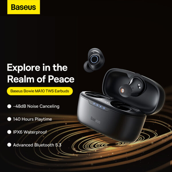 Baseus Bowie MA10 True Wireless Earphones Cluster Black - Image 14