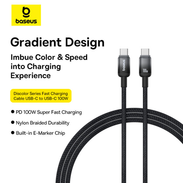 Baseus Discolor Series 1Meter 100W USB-C to USB-C Fast Charging Cable - Image 8