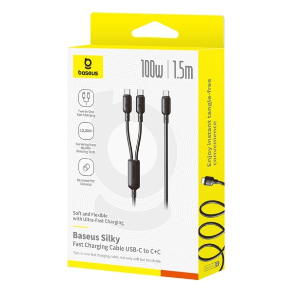 Baseus New Pudding Series 1.5Meter 100W Type-C to Dual Type-C Fast Charging Cable - Image 15