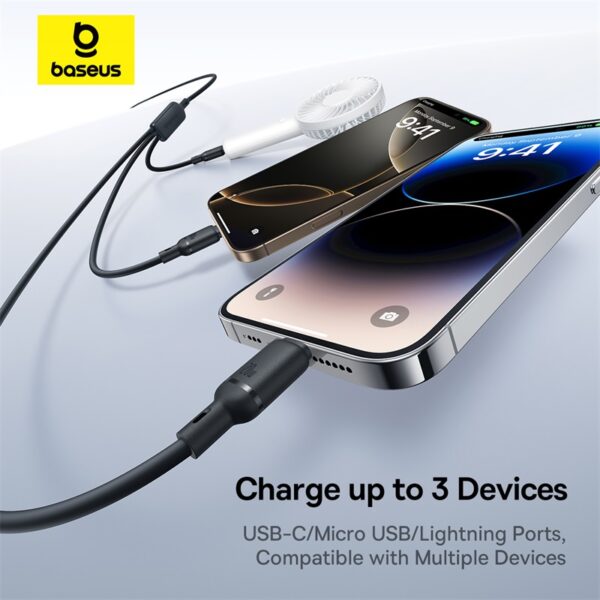 Baseus Silky One-for-Three 1.5Meter 100W Type -C to M+L+C Fast Charging Cable - Image 14