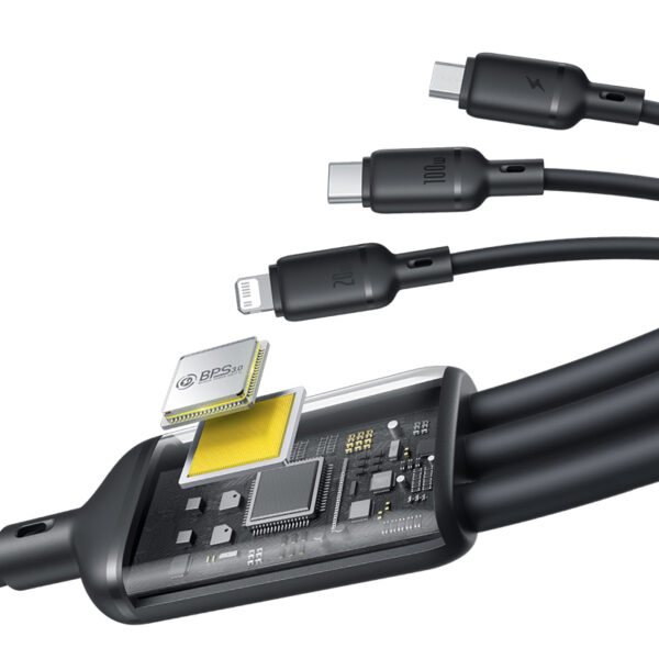 Baseus Silky One-for-Three 1.5Meter 100W Type -C to M+L+C Fast Charging Cable - Image 5