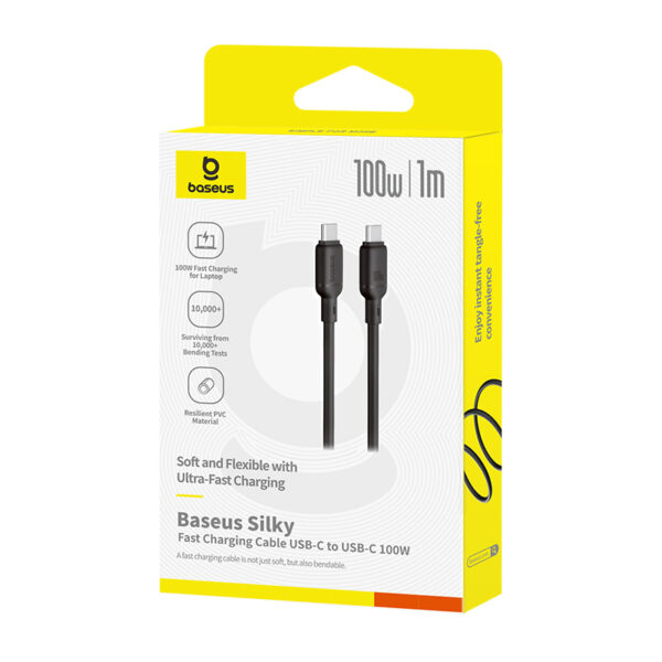 Baseus 1meter 100W Silky Series Type-C to Type-C Fast Charging Cable - Image 5