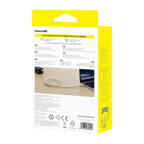 Baseus  1Meter 100W Titanium Alloy Type-C to Type-C Fast Charging Cable - Image 17