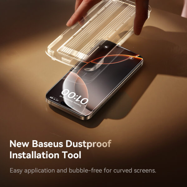 Baseus iPhone 16 Pro Crystal Full-Coverage HD Etched Tempered Glass Screen Protector - Image 10