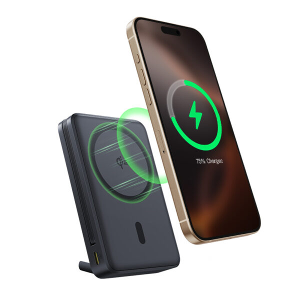 Baseus 10000mah 45W Nomos Qi2 Kickstand Magnetic Power Bank with Built-in USB-C Cable - Image 7