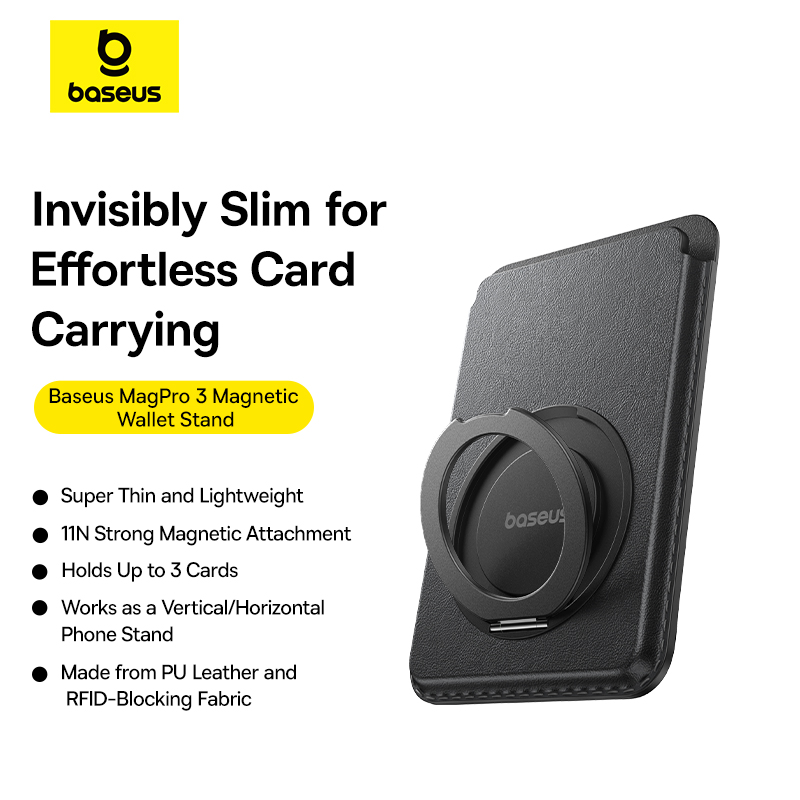 Baseus MagPro 3 Magnetic Wallet Stand Cosmic Black - Image 11