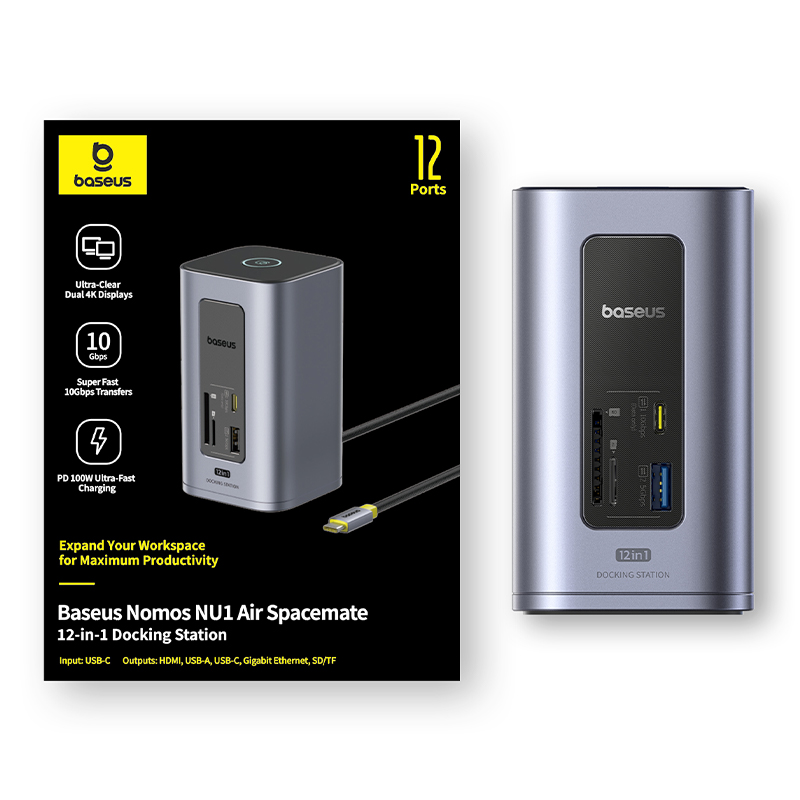 Baseus NU1 Air Spacemate 12-in-1 Docking Station Space Grey - Image 8