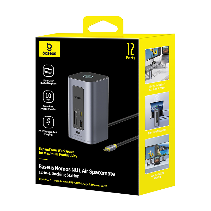 Baseus NU1 Air Spacemate 12-in-1 Docking Station Space Grey - Image 9