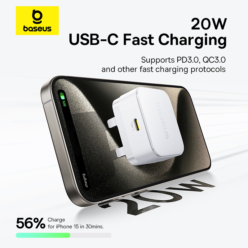 Baseus Palm Fast Charger 1C 20W UK Moon White - Image 13