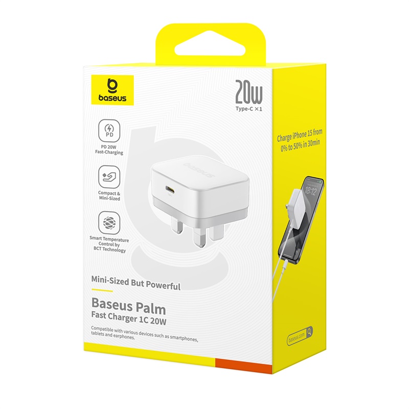 Baseus Palm Fast Charger 1C 20W UK Moon White - Image 17