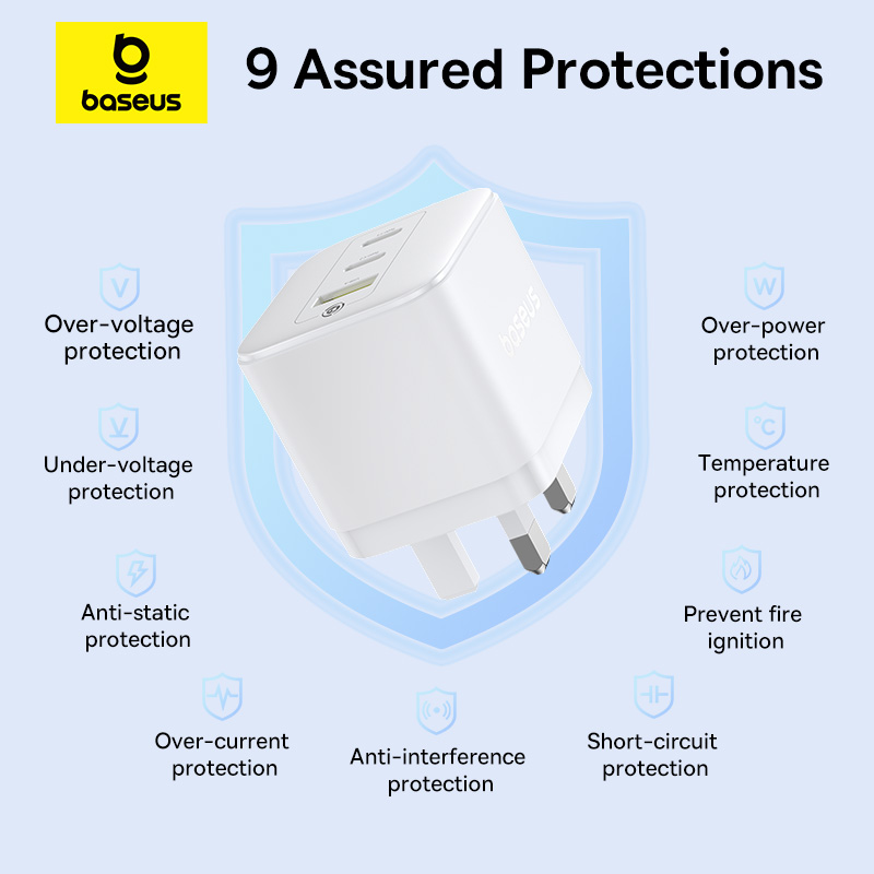 Baseus Palm Fast Charger 2C+U 65W UK Moon White - Image 14