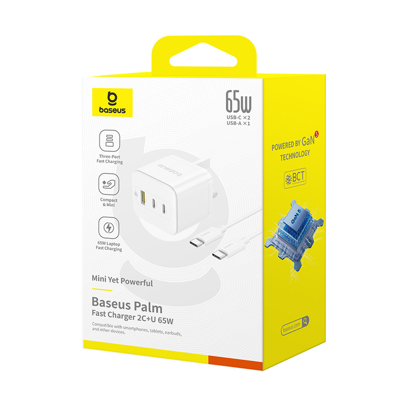 Baseus Palm Fast Charger 2C+U 65W UK Moon White - Image 18