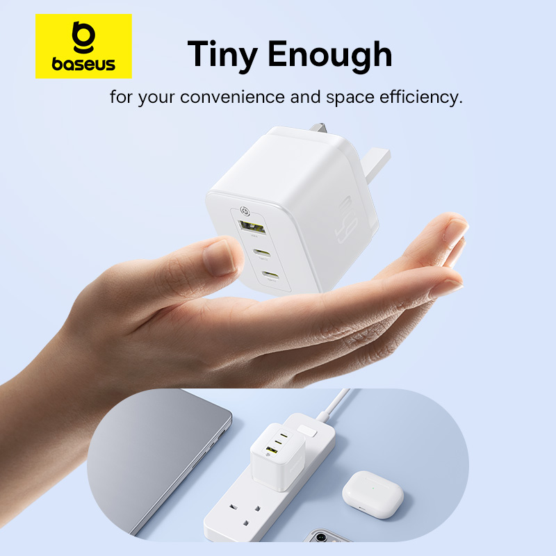 Baseus Palm Fast Charger 2C+U 65W UK Moon White - Image 12