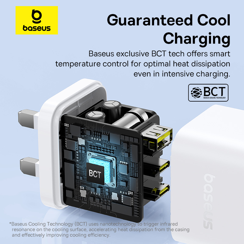 Baseus Palm Fast Charger 2C+U 65W UK Moon White - Image 13
