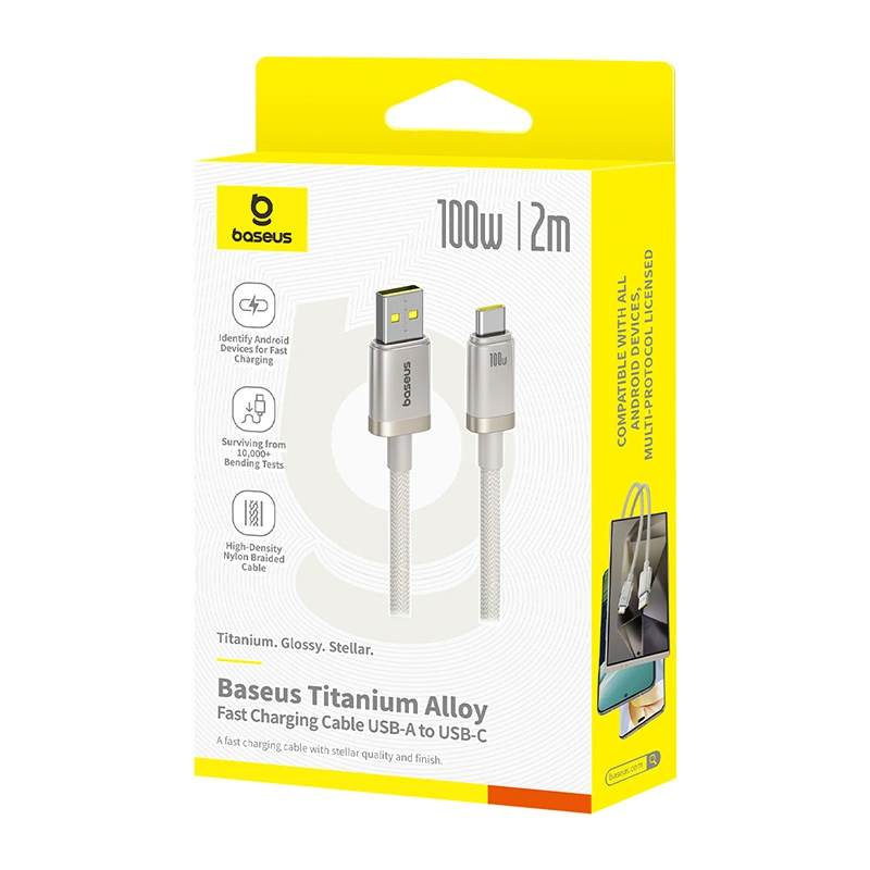 Baseus 2 Meter 100W Titanium Alloy Fast Charging Cable USB to Type-C Galaxy Titanium Gold - Image 16
