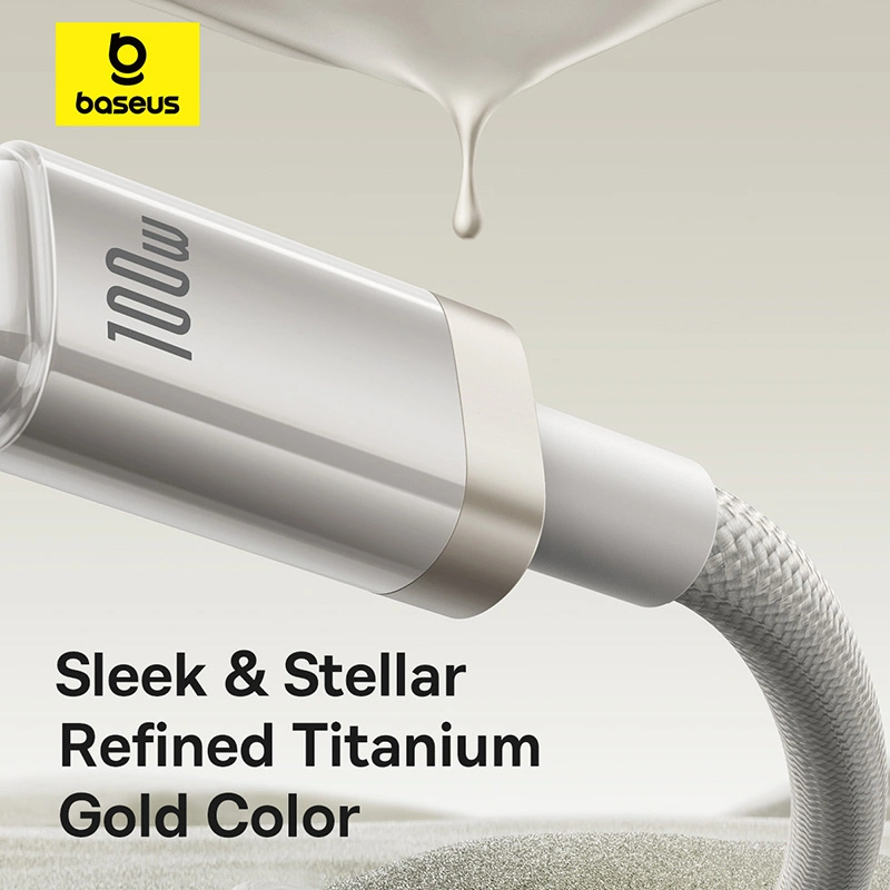 Baseus 2 Meter 100W Titanium Alloy Fast Charging Cable USB to Type-C Galaxy Titanium Gold - Image 7